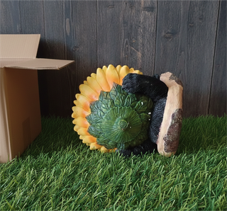 Comedero Aves Oso Negro Girasol Decorativo