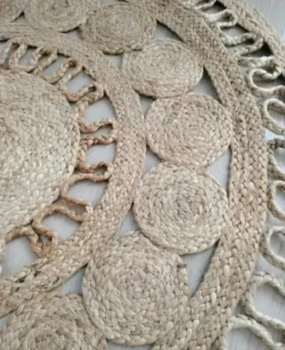 Alfombra Redonda Yute Natural Estilo Boho