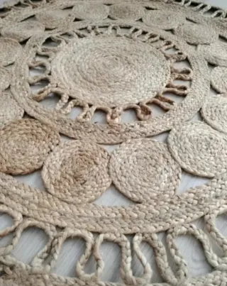 Alfombra Redonda Yute Natural Estilo Boho