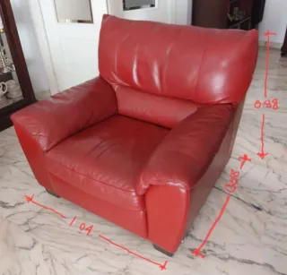 Sillón piel Natuzzi 1 plaza rojo.