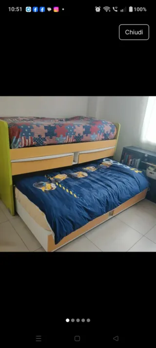 Lettino a castello con estraibile