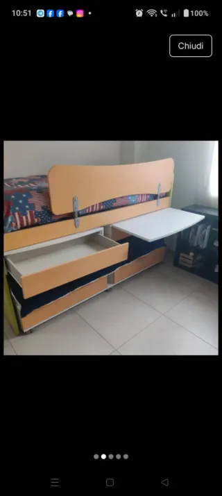 Lettino a castello con estraibile