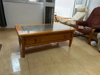 Mesa de centro madera y cristal