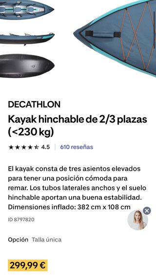 Kayak hinchable Decathlon 2/3 plazas