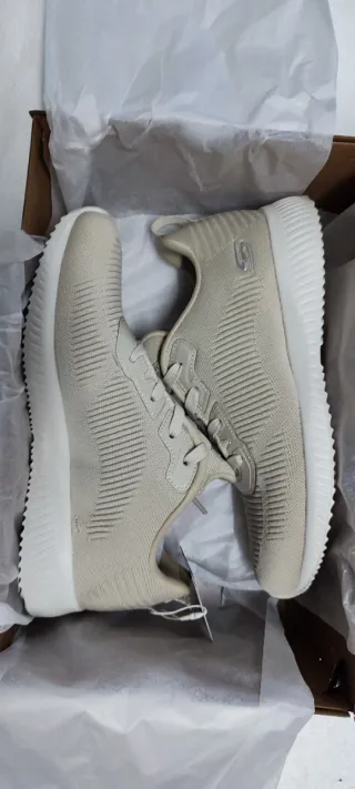 Zapatillas Skechers Bobs Squad Mujer Beige