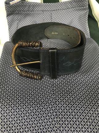 Cintura donna pelle blu 80 cm