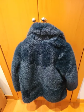 Abrigo pelo azul/verde Mango