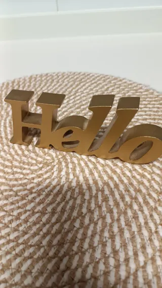 Cartel decorativo Hello dorado