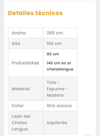 Chaiselongue gris tela