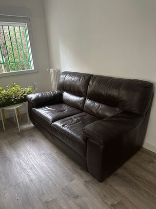Sofá de piel marrón 1,80m