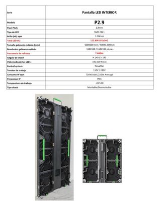 Pantalla LED P2,9 Indoor 50x100cm