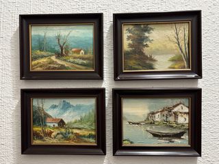 Set 4 Cuadros Paisajes Marinos y Montaña