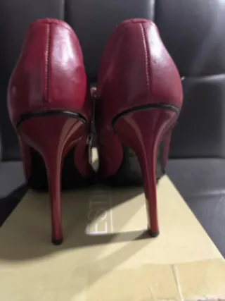 Botines de tacón morado/rojo