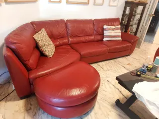 Sofá modular 3.5 plazas piel rojo Natuzzi
