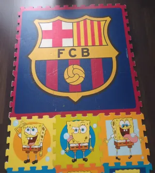 Alfombra Puzzle Goma Eva FC Barcelona Bob Esponja