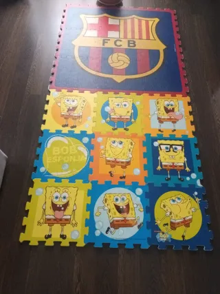 Alfombra Puzzle Goma Eva FC Barcelona Bob Esponja