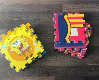 Alfombra Puzzle Goma Eva FC Barcelona Bob Esponja