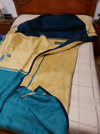 Manta de Invierno Fleece Azul y Verde