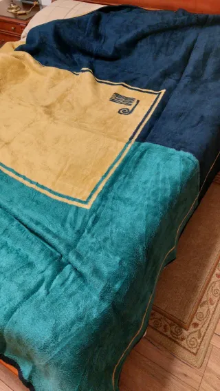 Manta de Invierno Fleece Azul y Verde