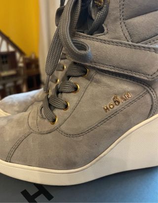 Botines Hogan piel grises y blancos nuevos