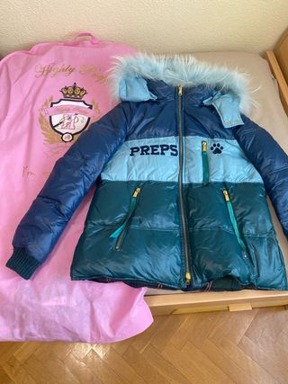 Plumifero Holy Preppy Azul y Verde REVERSIBLE