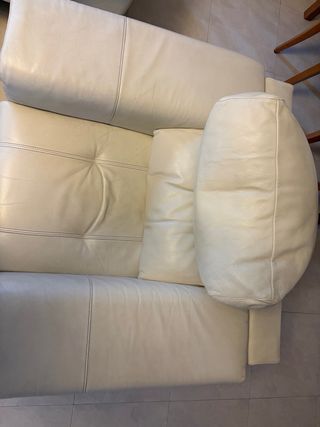 Sillón Piel Sidivani Blanco Roto Reclinable
