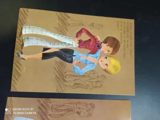 Lote 3 Postales Vintage Figuras Moda