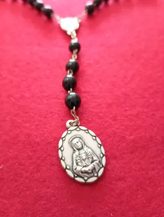 Rosario 7 Dolori Nero Argento