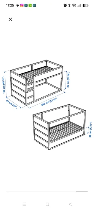 Cama alta Kura Ikea madera