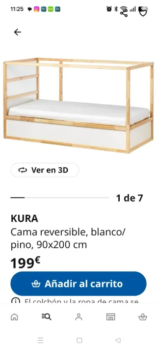 Cama alta Kura Ikea madera
