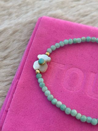Pulsera Tous Oso Turquesa y Oro