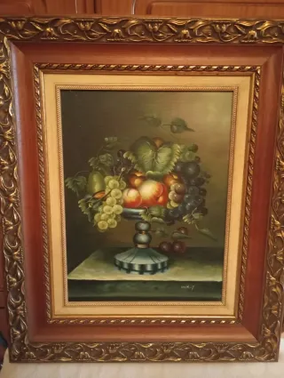 Cuadro bodegón frutas y flores