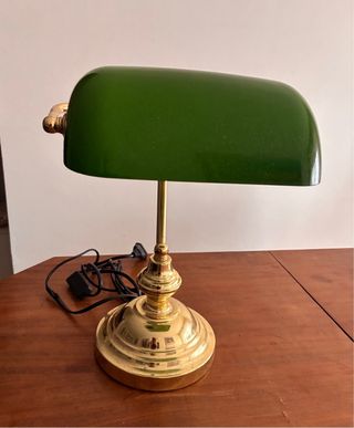 Lampada da scrivania verde e oro