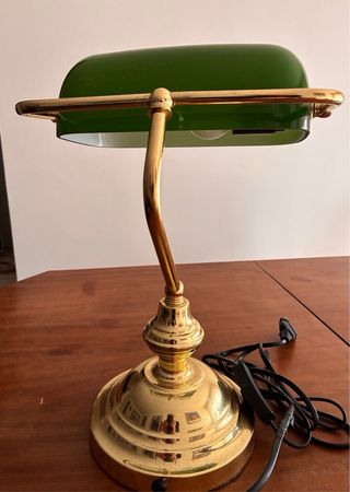 Lampada da scrivania verde e oro