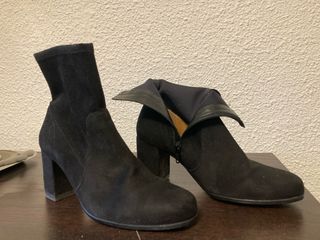 Botines ante tacón grueso talla 38