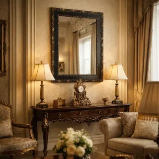 Espejo Negro con Detalles Dorados 50x70