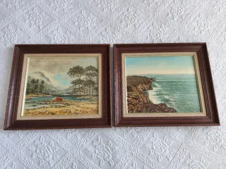 Oferta! 2 cuadros Paisajes Marco Madera