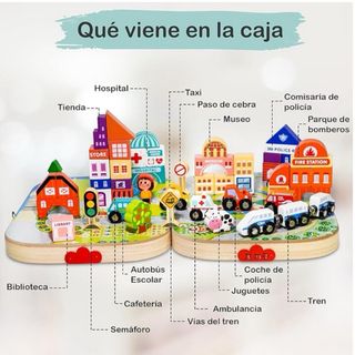 GoBruver Set Construcción Ciudad Montessori Madera