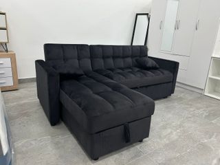 Sofá Cama Chaise Longue Negro