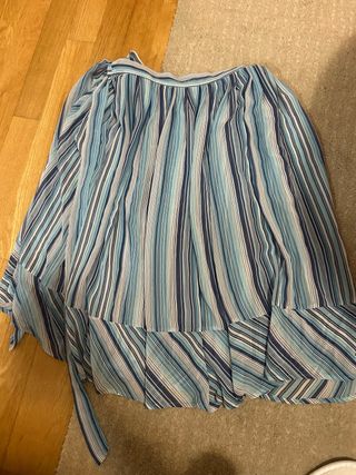 Falda midi Mango Talla 38 Rayas Azules