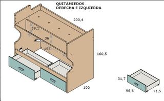 LITERA CON ESCALERA DE CAJONES LIDER2