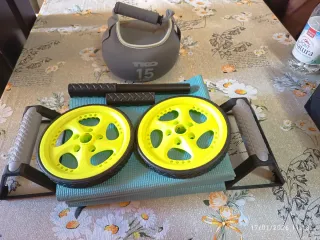 Kit Ejercicio Rueda y Mancuerna 15 lbs