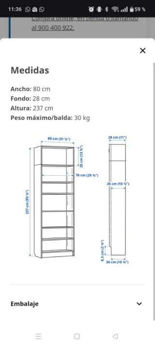 Estantería Billy Ikea Blanca con Altillo