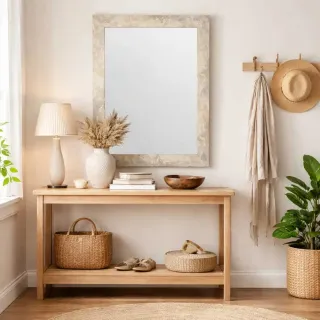 Espejo Pared Efecto Piedra Beige 50x70