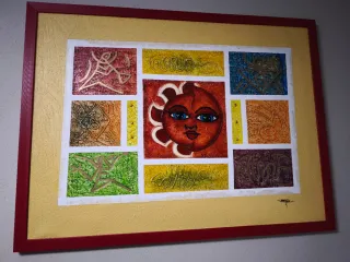 Cuadro decorativo sol y símbolos