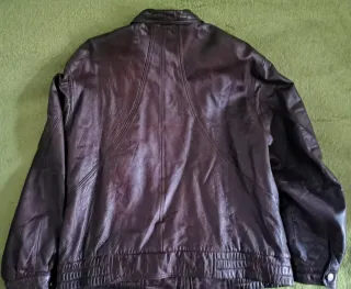 Chaqueta de piel marrón hombre