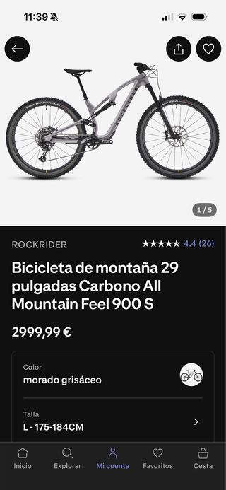 Bicicleta de montaña Carbono Mountain feel 900S