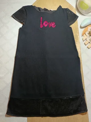 Abito bambina tribeyond 7 anni nero love paillett
