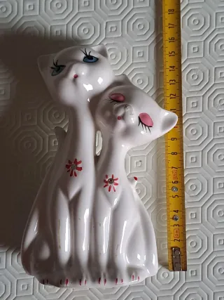 Soprammobile gatti ceramica