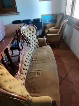 Divano vintage tessuto e legno